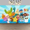 Background with Super Simple Songs, Photo Banner with Cartoon Monsters, Children's First Party Decoration, Photo booth Accessories