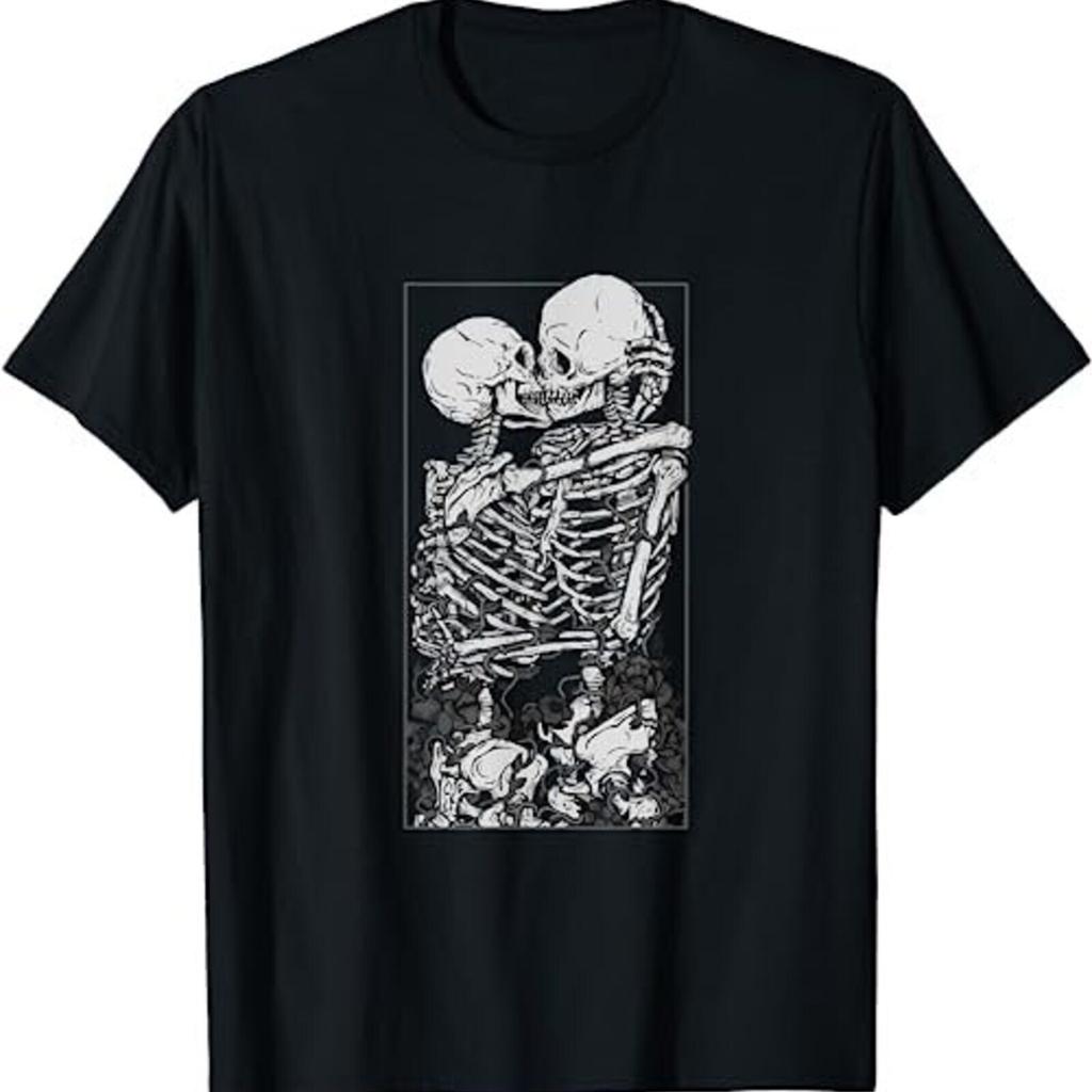 Tarot Card Kissing Skeleton Love Skull Bones Horror Goth T-Shirt, Sweatshirt, H