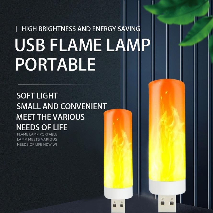 1 Pcs USB Ambient Light LED Flame Flashing Candle Light Book Light for Power Bank Camping Lighting HMM