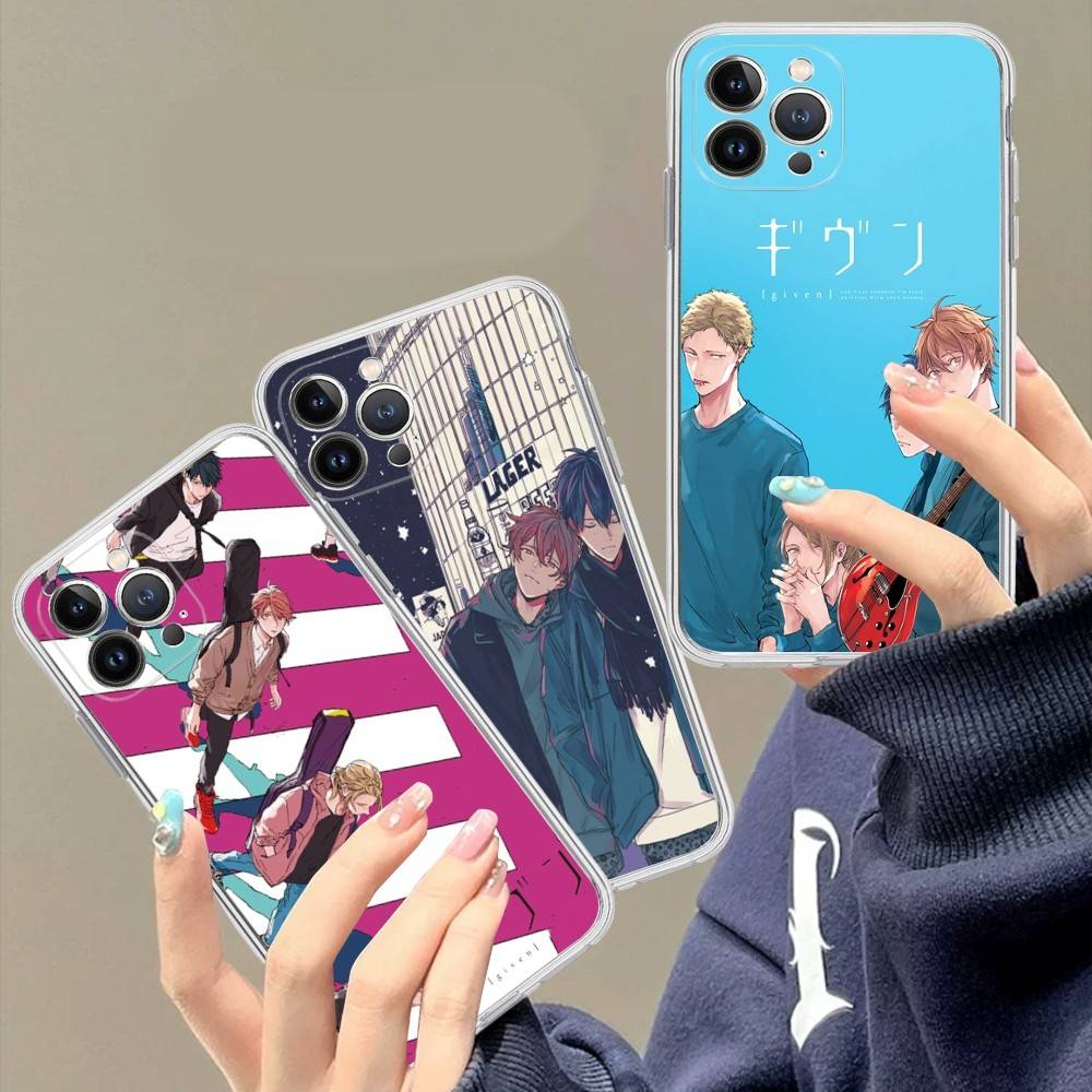 Японский мультфильм Given Прозрачный чехол для телефона для iPhone 17 Air 16 Pro Max 15 14 13 12 11Plus Ударопрочный чехол