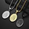 Stainless Steel Saint Michael Necklace Medal for Men Boys, St Michael Pendant Medallion with Chain 24 Inches
