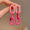 Dopamine Rose Pink Color Длинные висячие серьги для женщин Корейские милые эффектные подвесные серьги-подвески Подарки на вечеринку