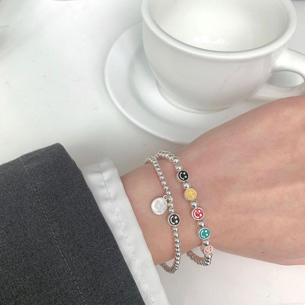Браслет из разноцветных бусин Smiley из серебра 925 пробы для женщин — модный, стильный и универсальный
