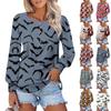 Women's Long Sleeve Round Neck T-Shirts Halloween  Print Puff Sleeve Shirts Button Blouses Tops