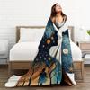 All-Season Cozy Flannel Blanket with Starry Night & Moon Design - Soft, Machine Washable, Perfect for Napping, Sofa, Bed, or Off