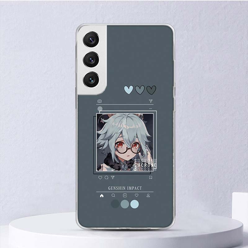 Мультяшный мягкий чехол Genshin Impact для Samsung Galaxy M12 M21 M30S M31 M32 M51 M52 Чехол для телефона Note 8 9 10 + 20 Ultra J4 J6 Plus J