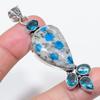 Natural K2 Blue Azurite, Topaz 925 Sterling Silver Jewelry Pendant 2.80" u3W91