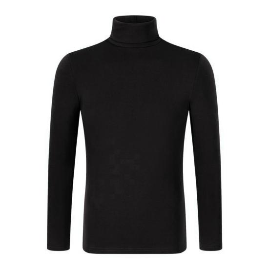 Men Layering Top High Collar Prevent Neck from Wind Highly Stretchy Slim Fit Solid Color