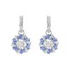 Swarovski Подвеска Цветок Фианит Покрытие Родий Имитация Кристалла Серьги Женские Синий 5680016