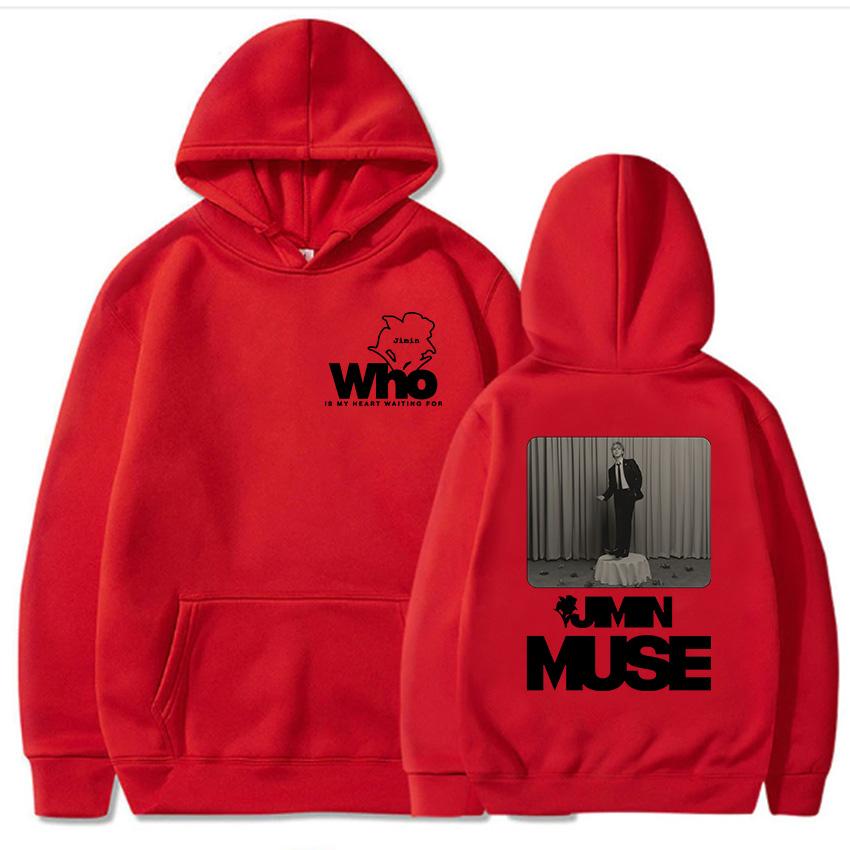 Hoodies Jimin Muse Album Graphic Sweatshirts Who Is My Heart Waiting for Flower Printing Pullovers Moletom Feminino Winter Women
