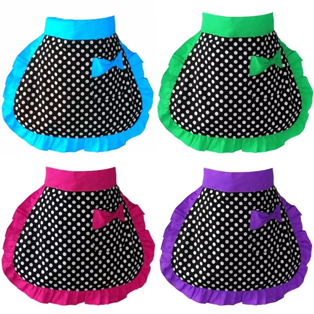 Small Dot Half Apron Adjustable Waist Belt Hotel Apron Fashion Waiter Apron For Women Girls