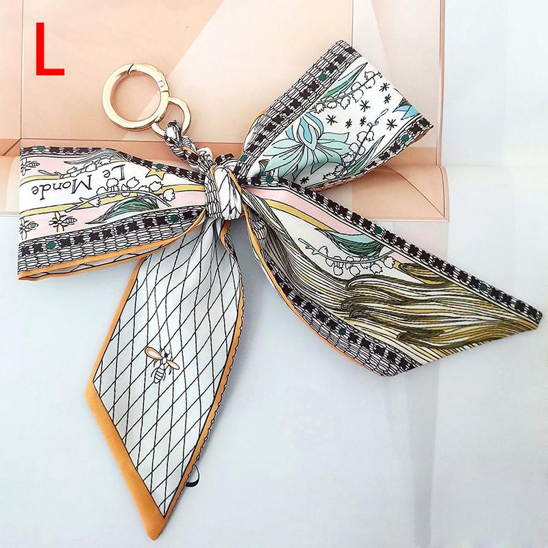1 шт. Подвеска-сумка, Подвеска-брелок для ключей автомобиля, Модный брелок с бантом, Корейский шелковый платок с цветущей вишней