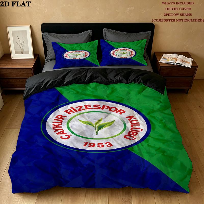 Caykur Rizespor Pattern Bedding uilt Set uilt Cover Pillowcase Home Decoration Birthday Gift (1 * duvet cover + 2 * pillowcase without core)