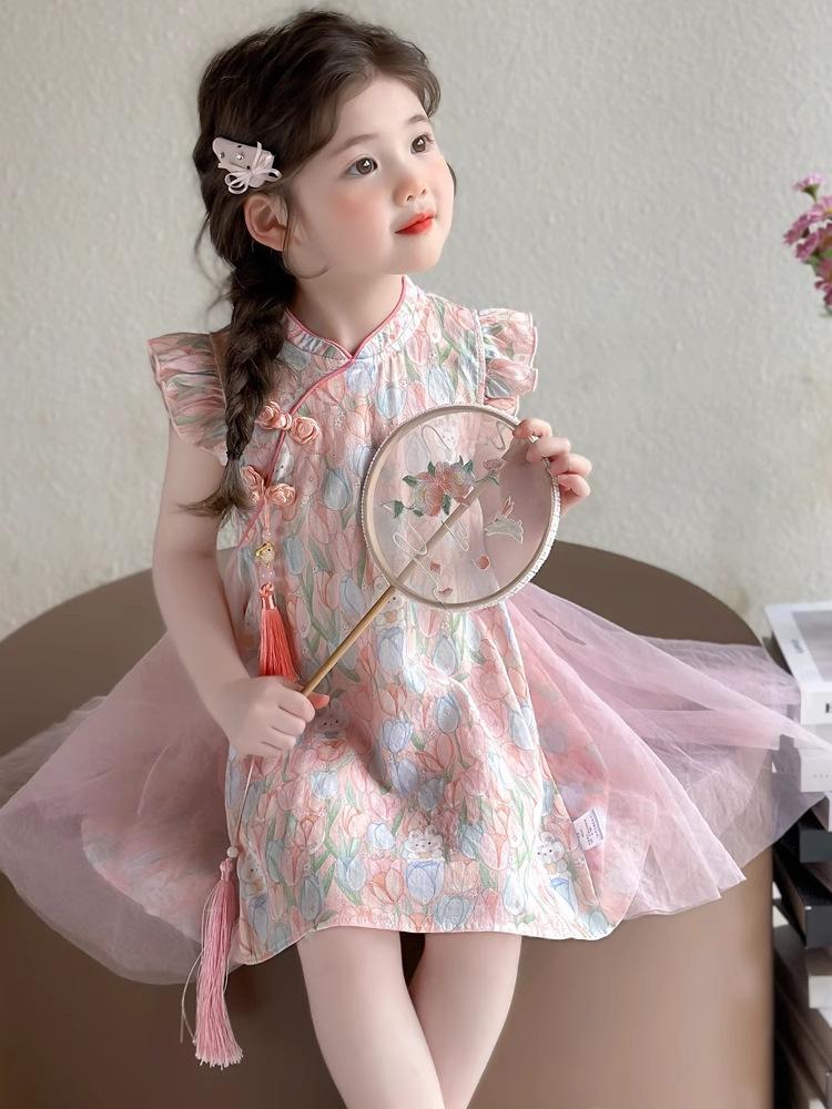 Summer Girls New Chinese Princess Dress Elegant Kids Hanfu Inspired Outfit Set