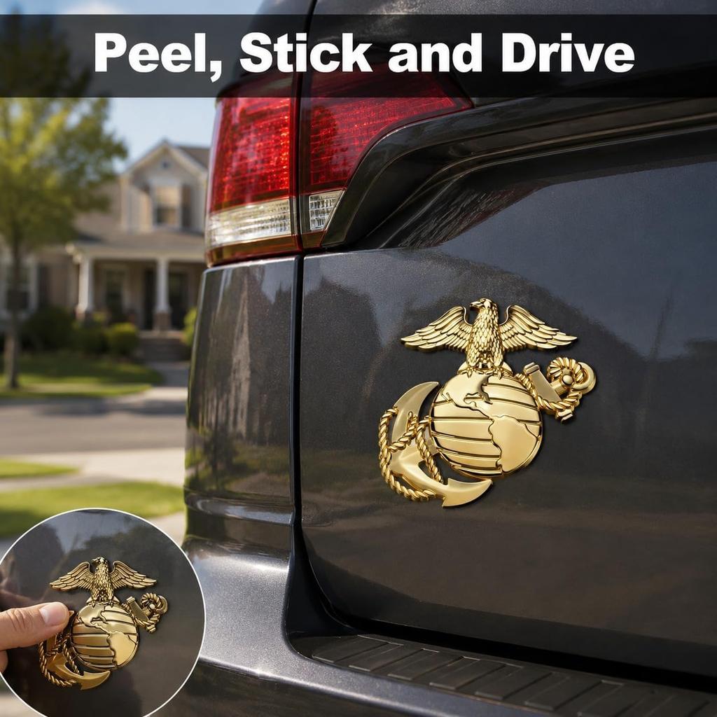 U.S. Marine 3D Eagle Globe Corps Metal Cars Emblem for 250th Anniversary,Eagle Globe Anchor Insignia Decals,Car Medal Gift for Veterans and Military