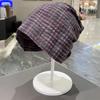Европейский и корейский клетчатый головной платок: Стиль Пустоши, Свободная Мешковатая Шапка-Бини для Большого Обхвата Головы, Модная Горячая Девушка Бандана-Шляпа.