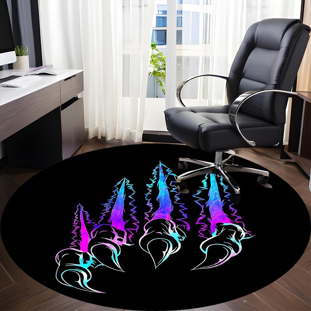 1pc Claw Marks Office Round Area Rug,  Mat Suitable For Office, Under Office Chairs Bedroom Living Room Home Decor, Room Deco