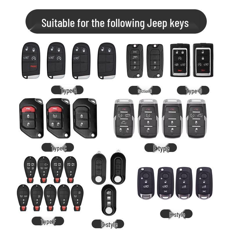 Совместимый чехол для ключа Jeep для Compass, Renegade, Cherokee, Grand Commander, Grand Cherokee