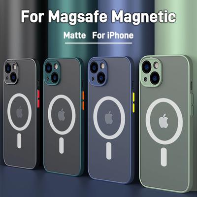 Роскошный матовый чехол Magsafe для Apple iPhone 15 14 13 12 11 Pro Max Plus, мягкий защитный аксессуар с магнитной беспроводной зарядкой