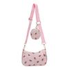 Strawberry Print Corduroy Shoulder Bag Fashion Girl Pillow Bag For Casuals Daily