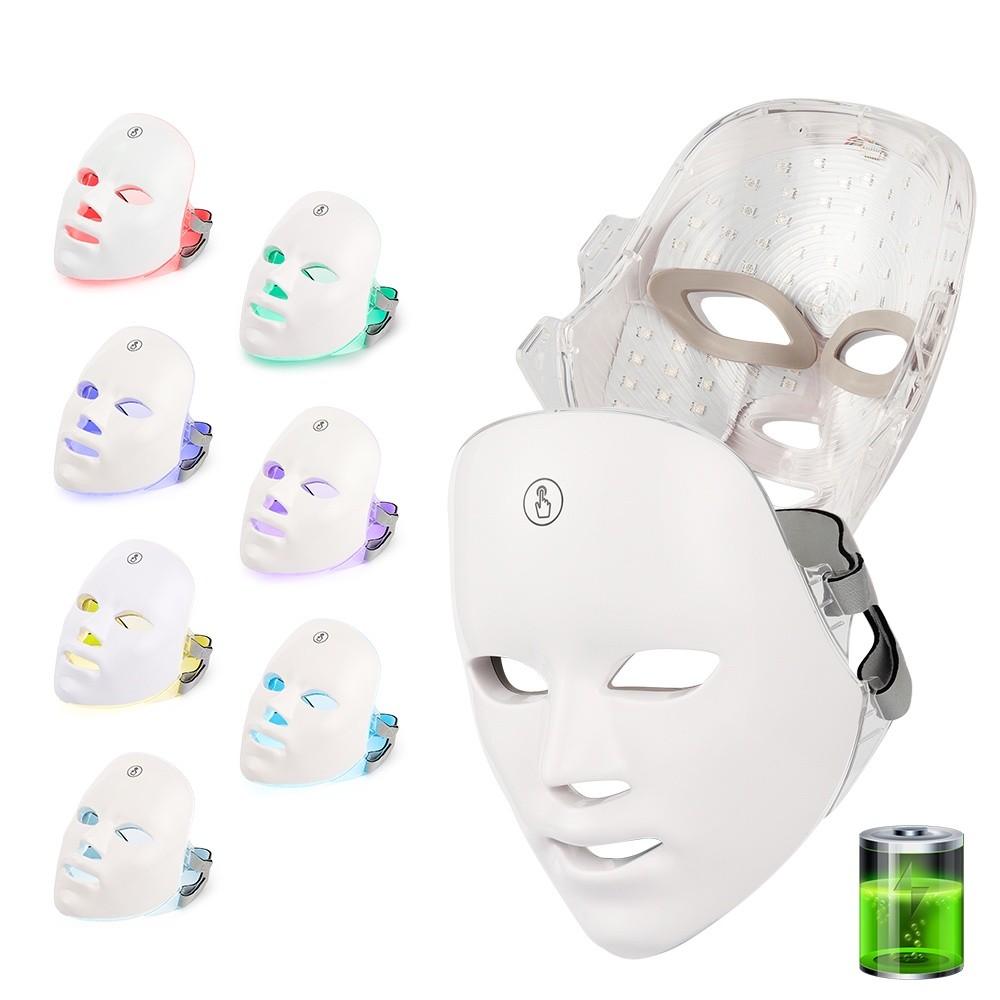 Устройство для ухода за кожей против акне и морщин, перезаряжаемое через USB, 7-цветная светодиодная маска для лица, фотонная терапия, омоложение кожи