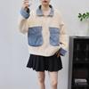 Zipper Splicing Denim Knitted Double-sided Cardigan Autumn and Winter New Loose Design Sweater Jacket Women