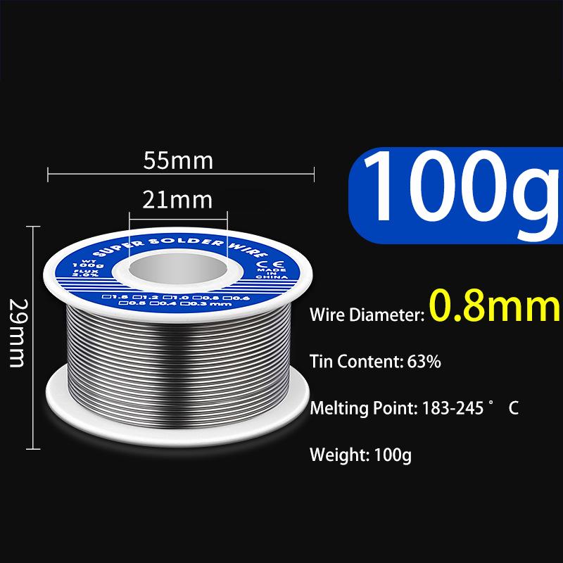 0,8 мм 100 г паяльная оловянная проволока оловянный расплав канифоль сердечник припой паяльная проволока рулон без отмывки флюс 2,0% ARI