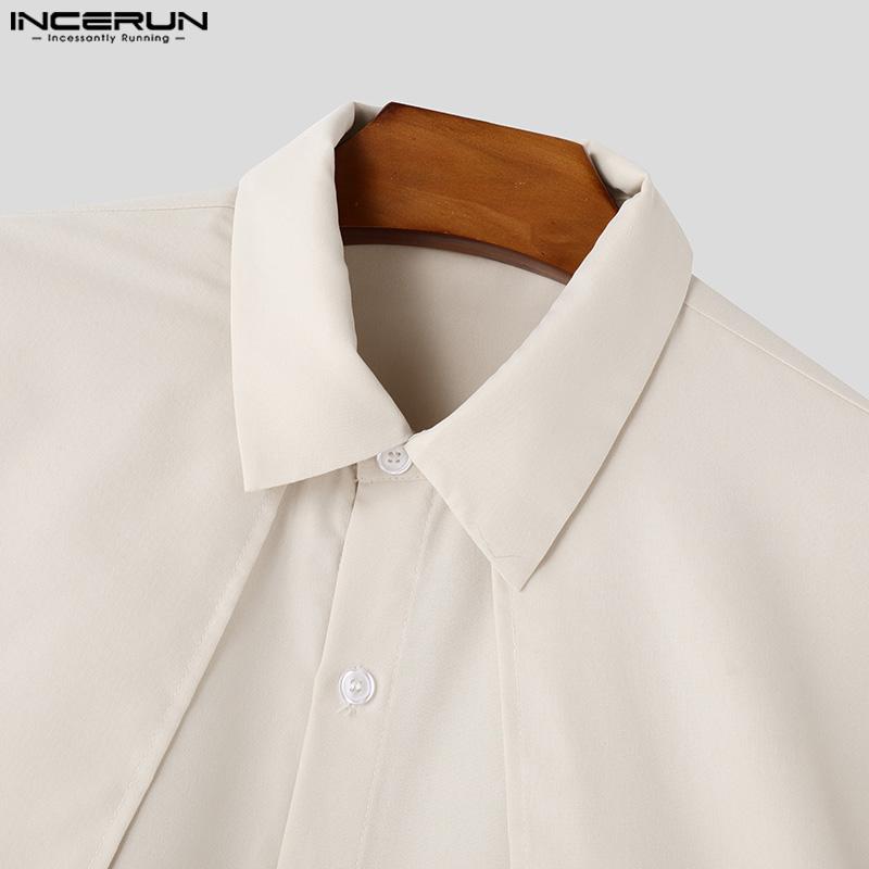 INCERUN Мужская весенняя накидка с длинным рукавом на пуговицах, нестандартные рубашки, топы