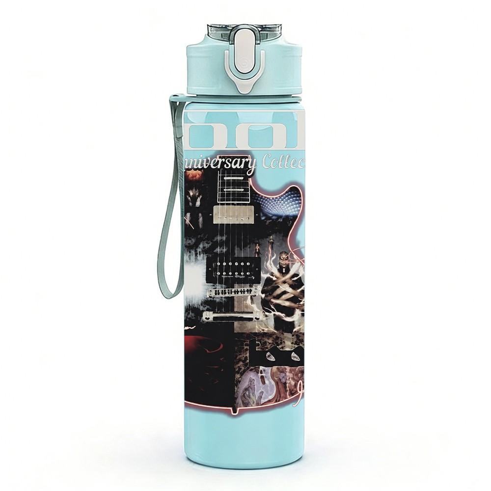1PC Guitar Instrument 750ml sports water bottle leakproof straw lid outdoor office home