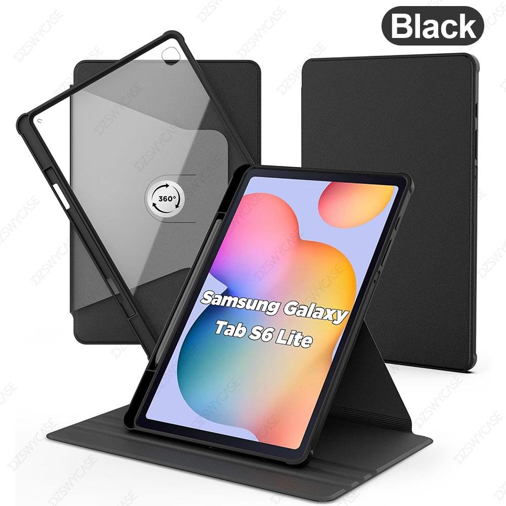 Case for Samsung Galaxy Tab S6 Lite 10.4 Inch // with Pen Holder, 360 Degree Rotation Protective Cover Transparent