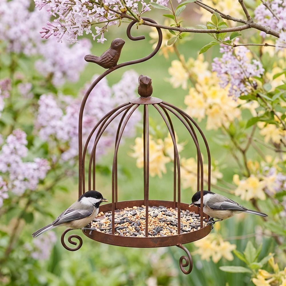 Large Capacity Hanging Bird Feeder Metal Bird Food Container Bird Rest Station Bird Accessories