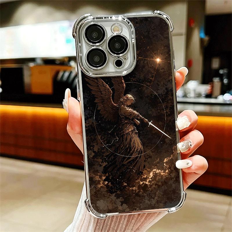 Эстетичный чехол для телефона с покрытием Архангел Михаил Для iPhone 16 17 Pro Max Air 16E 14 15 Plus 12 13 Mini Противоударный чехол с подушкой безопасности
