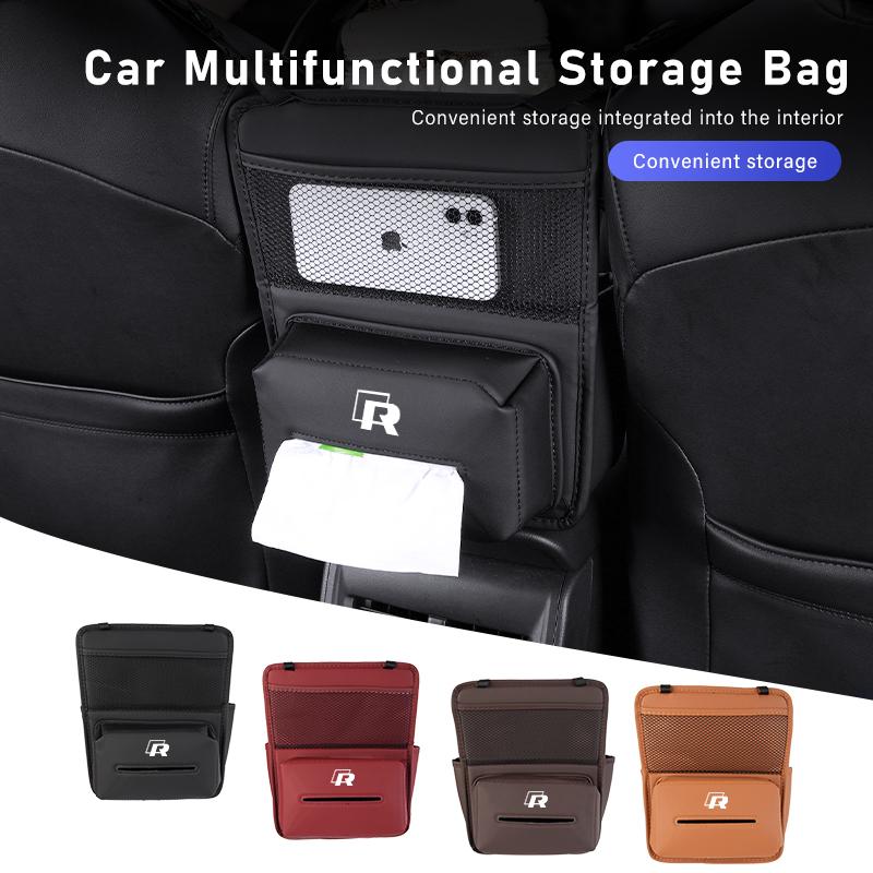 Emblems Car Seat Back Hanging Storage Bag Tissue Water Cup Holder For Volkswagen VW Mk6 CC B5 B6 B7 Golf 4 5 6 7 Scirocco Sagita zf6