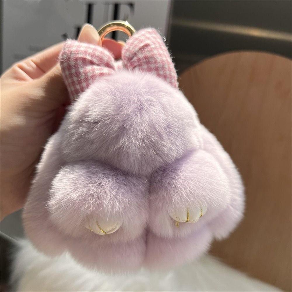 Бантик для волос Кроличий мех Брелок Помпоны Плюшевый кролик Брелок Модный брелок с кроликом Подвеска для пары