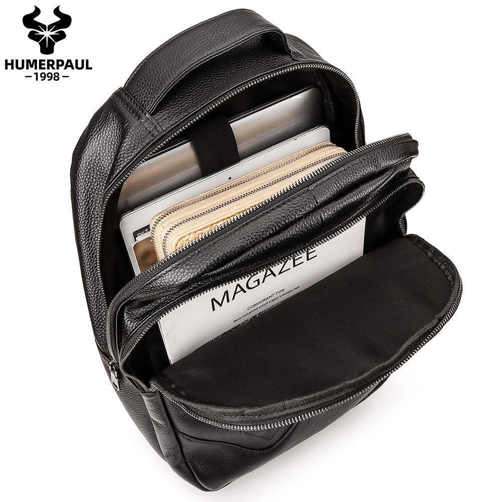 Humerpaul Высококачественный рюкзак из натуральной кожи, многофункциональная сумка для компьютера большой емкости, модная спортивная сумка