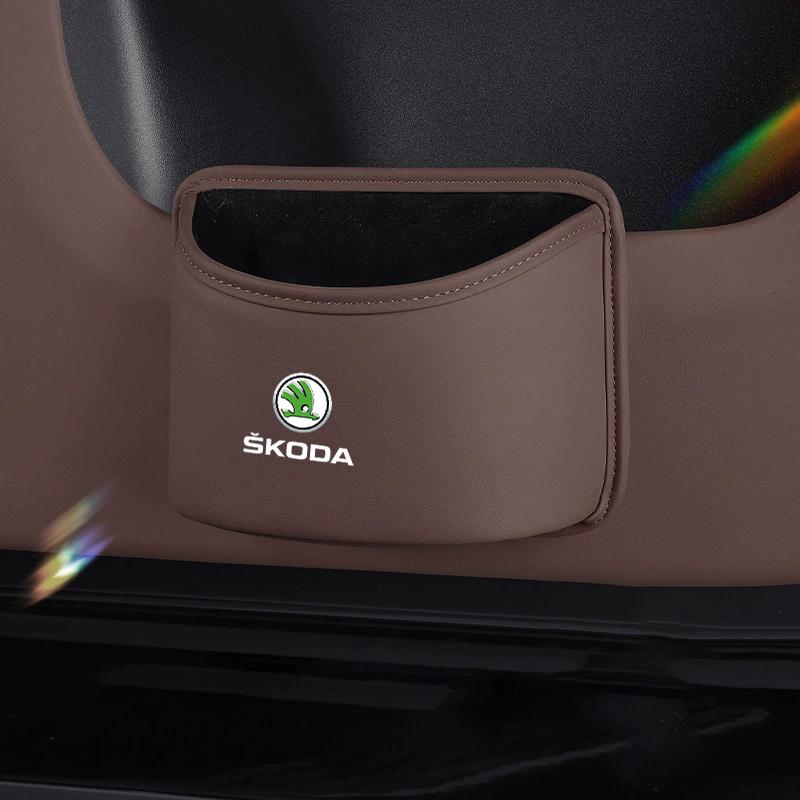 WMZW4 Multi-functional Car Organizer Box Trash Can Storage for Skoda Karoq Octavia Superb 3 Fabia 1 2 Kamiq Kodiaq Citigo Yeti Rapid