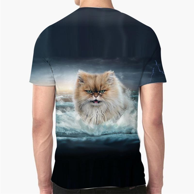 Летний топ с круглым вырезом и принтом 3D Cat, модные повседневные футболки с короткими рукавами для мужчин