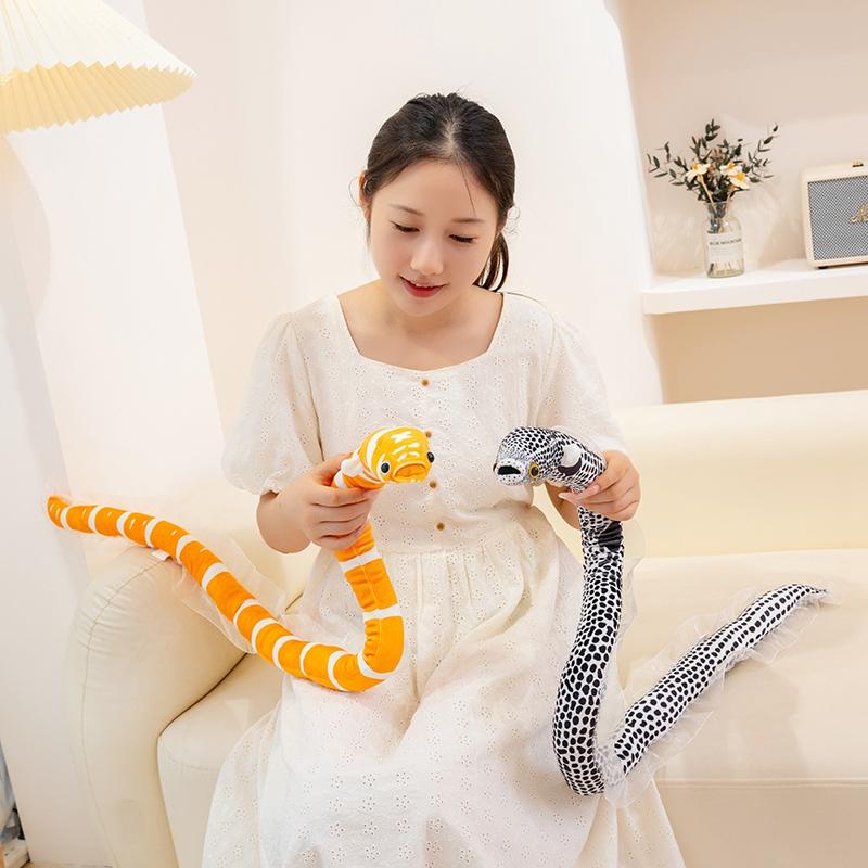 Simulated Snake Conger Eel Plush Doll Soft Streak Simulation Toys Cartoon Animals Pillow Birthday Xmas Gifts for Boys and Girls