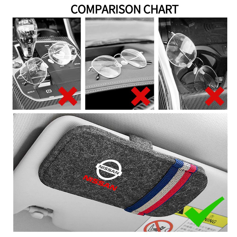 CGCBZC1 Car Visor Clip Sunglasses Organizer Bag Eyeglass Holder Glasses Storage Clip For Nissan X-trail Qashqai Patrol Tiida GTR Nismo