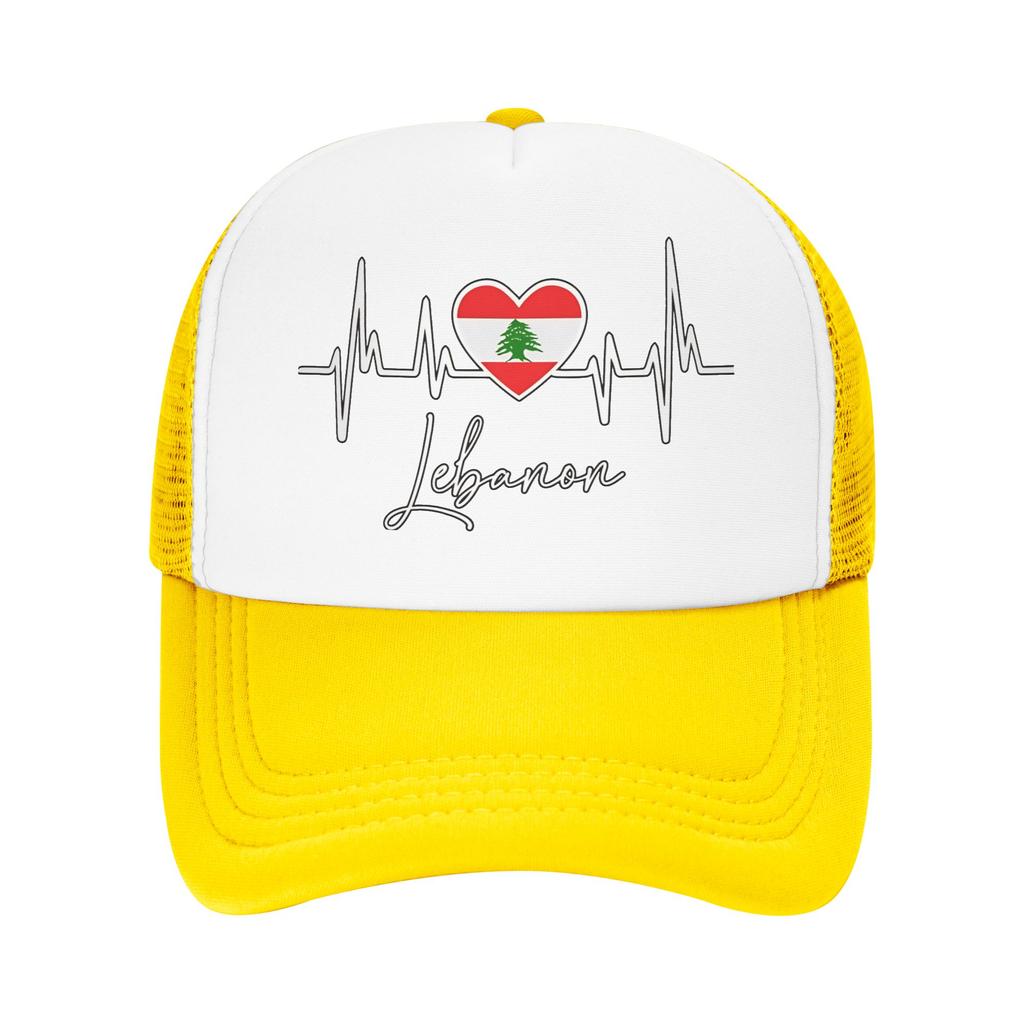 My Heart Beats For Lebanon Sun Hats Classic UnisexTeens Mesh Trucker Hat Breathable Print Outdoor Sport Baseball Caps