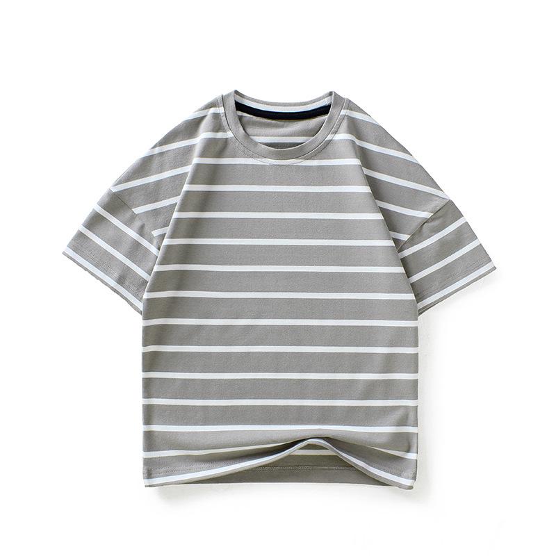 Летние детские свободные полосатые футболки с коротким рукавом