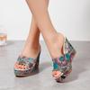 Fashion Plus Size 2025 Hot Sale Platform Open Toe Women's Slippers Summer Printing Wedges Sandals Outdoor Daily Casual Slippers Zapatos