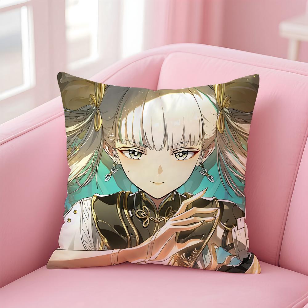 Warm Daily 2D Game WWuthering Waves Jinhsis Cushion Cover Linen Pillowcase Cover Soft Decor for Sofa Home Room