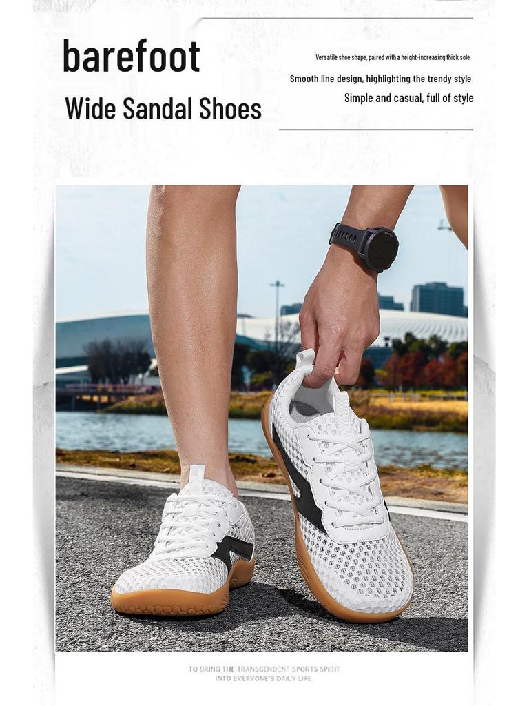 Мужские сетчатые кроссовки для бега с широким носком - Весна/Лето 2026, Дышащие, Мягкая подошва, Большой размер, Стиль босоногой