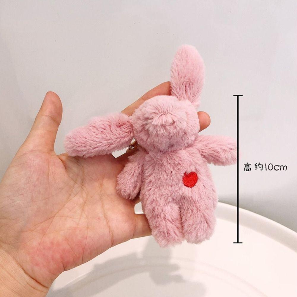 Bag Pendant Plush Rabbit Keyring Love Pompom Trinket Plush Bunny Keyring Plush Rabbit Keychain