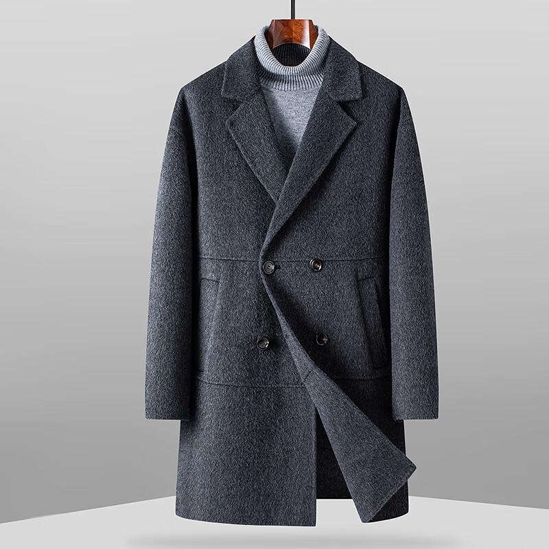 FAPAI Men's 100% Sheep Wool Long Loose Fit Overcoat
