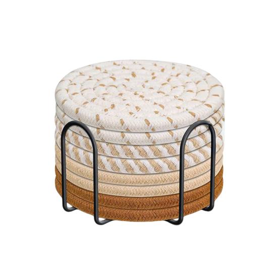 8Pcs Trivets Set for Hot Dishes Cotton Woven Pot Holders Heat Resistant Hot Pads Non-Slip Kitchen Table Protector for Counter