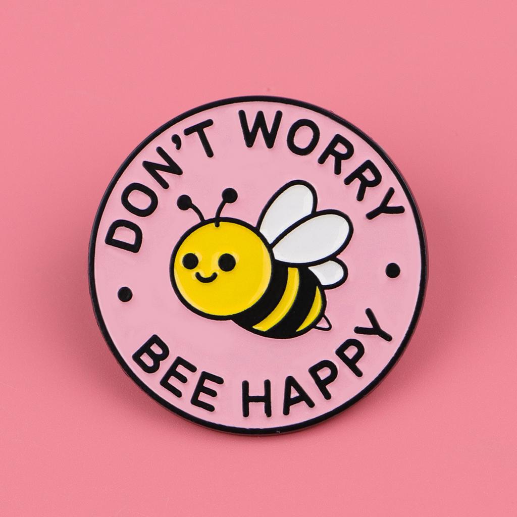 1pc Don' Worry Bee Happy Cute Bee Lapel Pin for Backpacks,Enamel Pin,Cute Brooch for Clothes,Briefcase Badge,Backpack Badge Gift