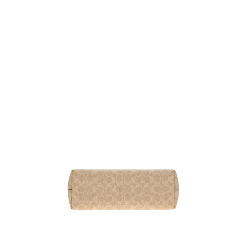 Coach Сумка-тоут с застежкой-молнией 30 Классический Логотип для Пресбиопии Искусственная Кожа Сумка-тоут Сумка-тоут Сумка для покупок Ручная сумка Через плечо Большая Женская Бежевый