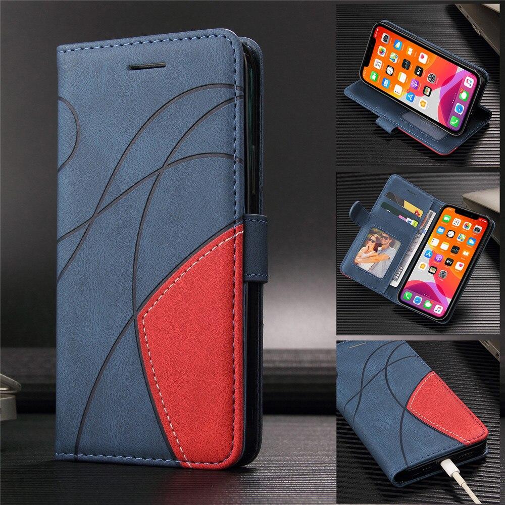 Skin Feel PU Leather Wallet Phone Case with 3 Card Slots Photo Frame for iPhone Samsung Xiaomi OPPO Line Art Design Full-body Cover